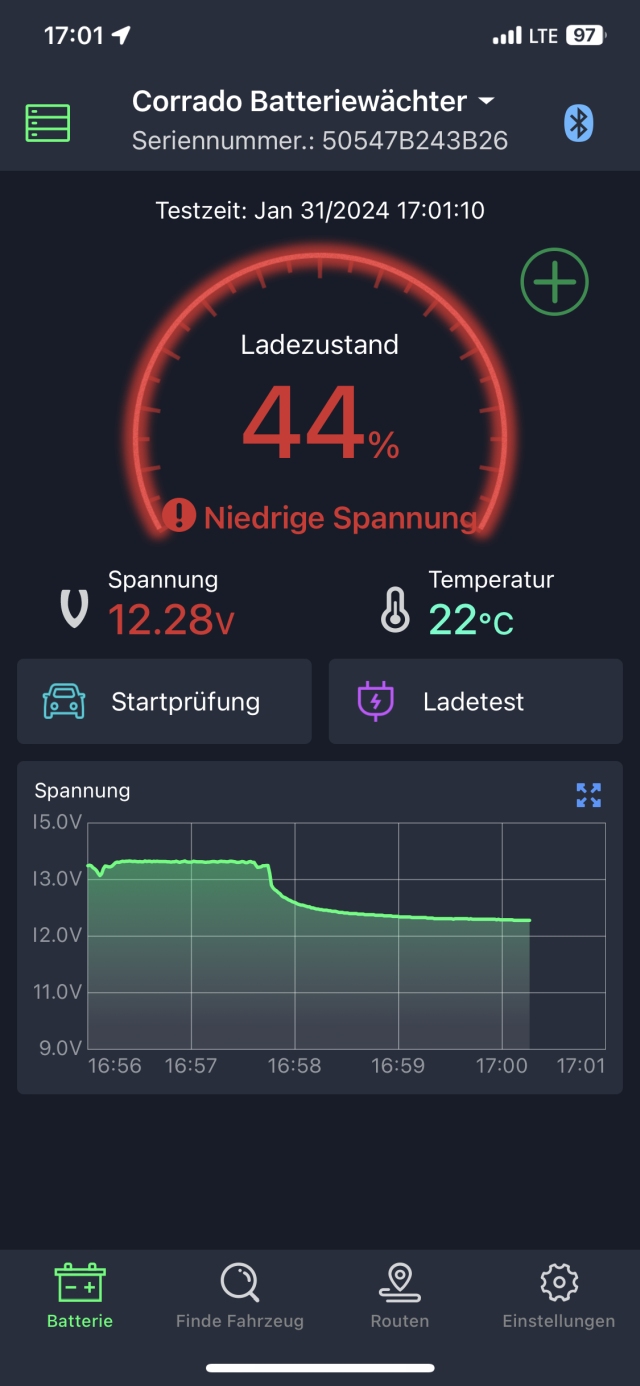 Ladevorgang steht bei 44%