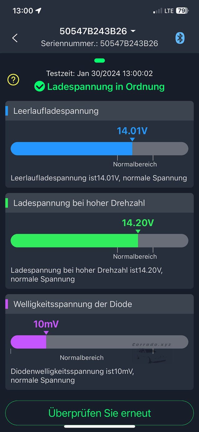 Hier wird der Status der Ladespannungen angezeigt