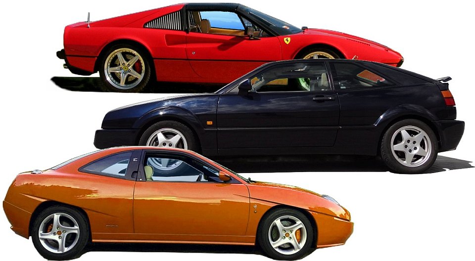 Der Corrado im Vergleich mit Ferrari 308n GTSi und Fiat Coupe Turbo