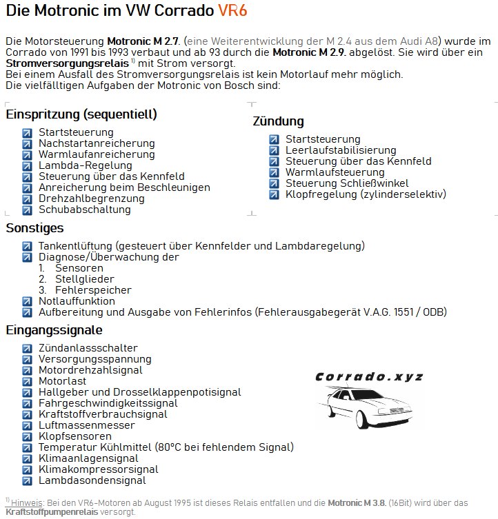 Daten der Motronic von Bosch
